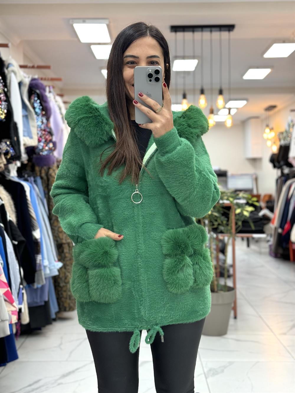 İthal Angora Hırka Yeşil