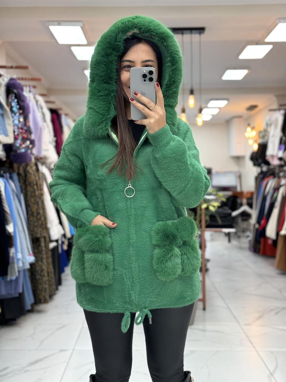 İthal Angora Hırka Yeşil