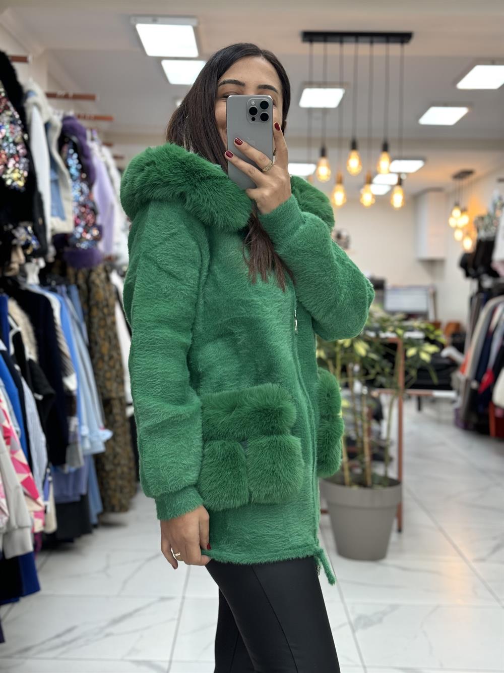 İthal Angora Hırka Yeşil