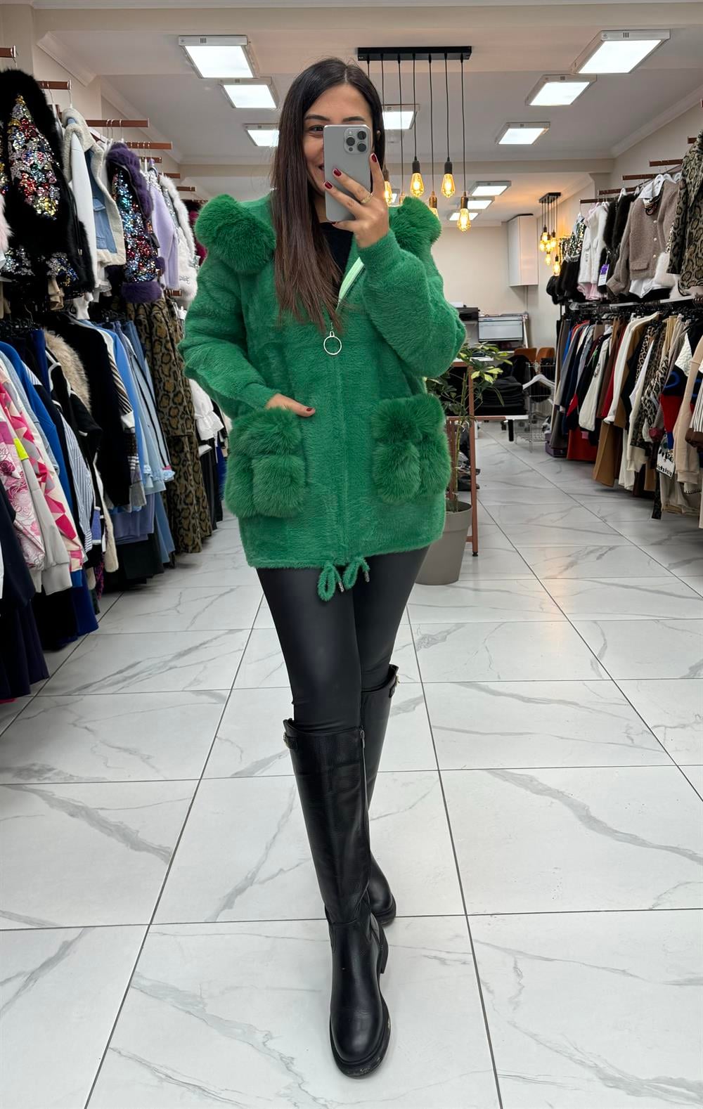 İthal Angora Hırka Yeşil