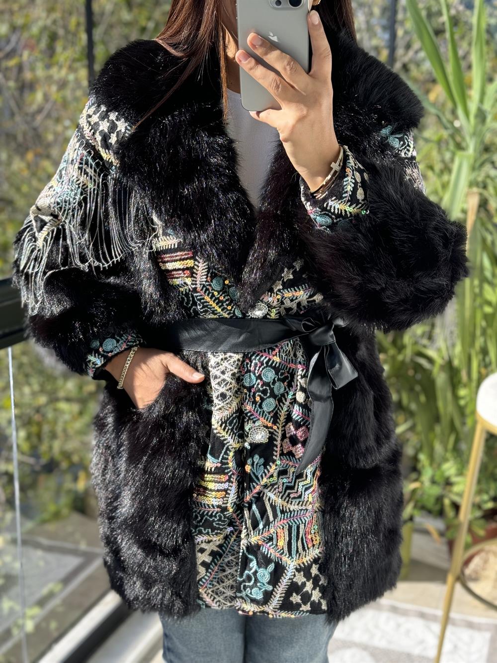 İthal Azaka Kürk Siyah