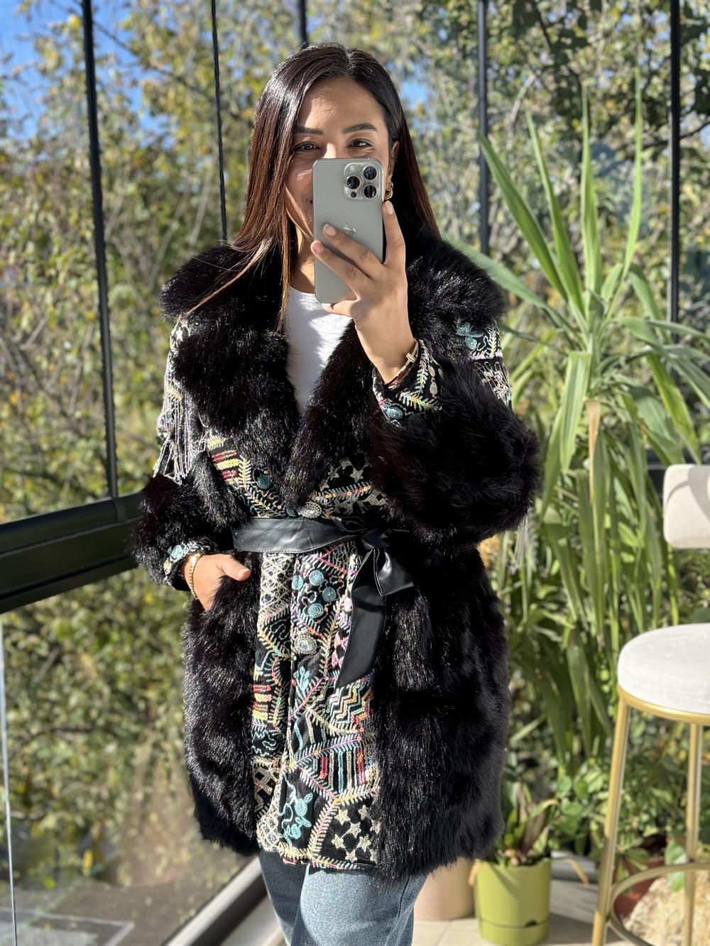 İthal Azaka Kürk Siyah