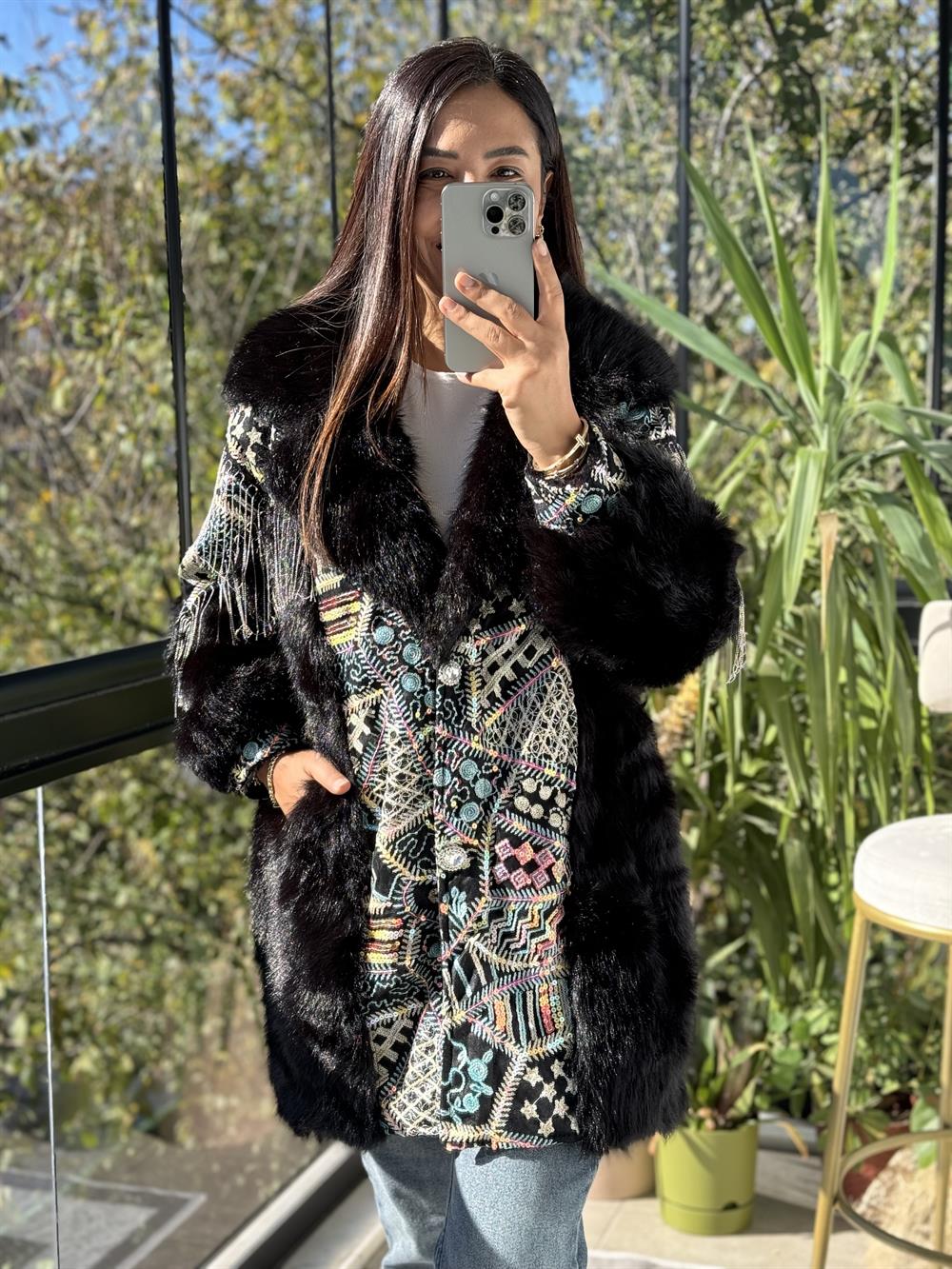 İthal Azaka Kürk Siyah