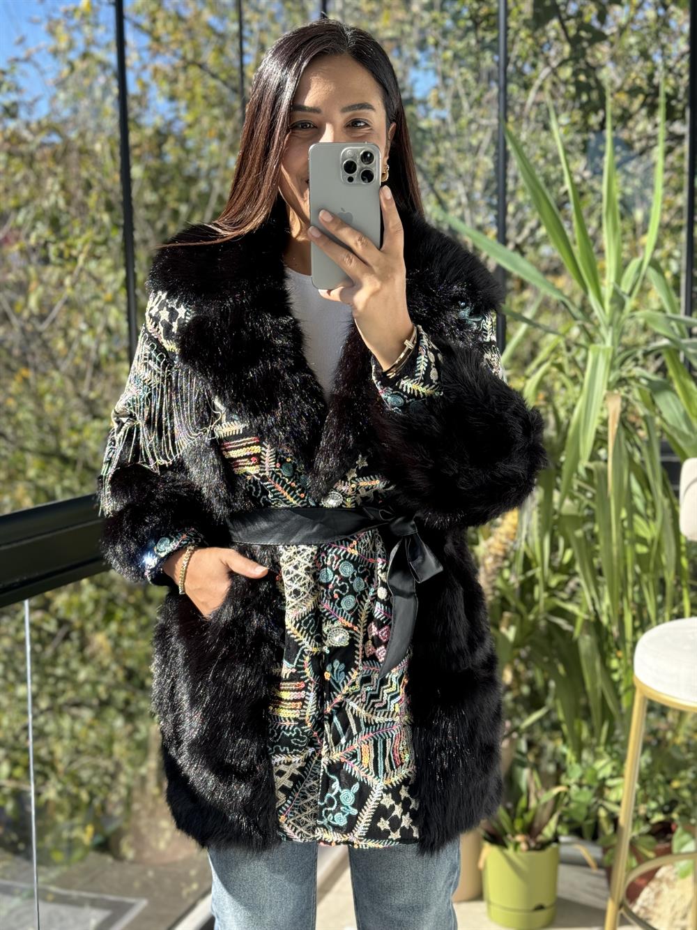 İthal Azaka Kürk Siyah