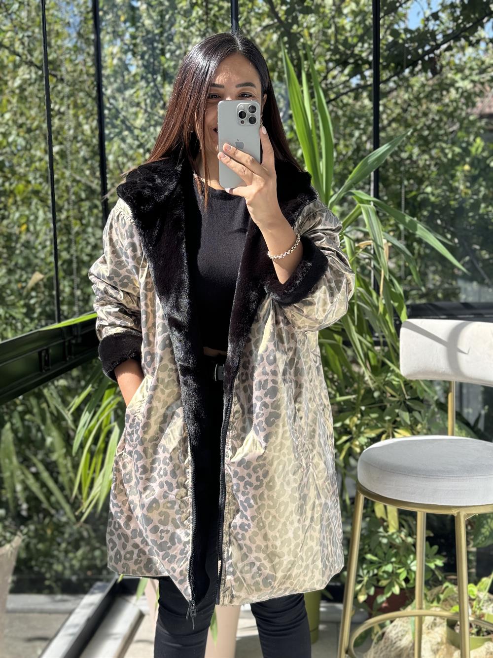 İthal Çift Taraflı Leoparlı Kaban 