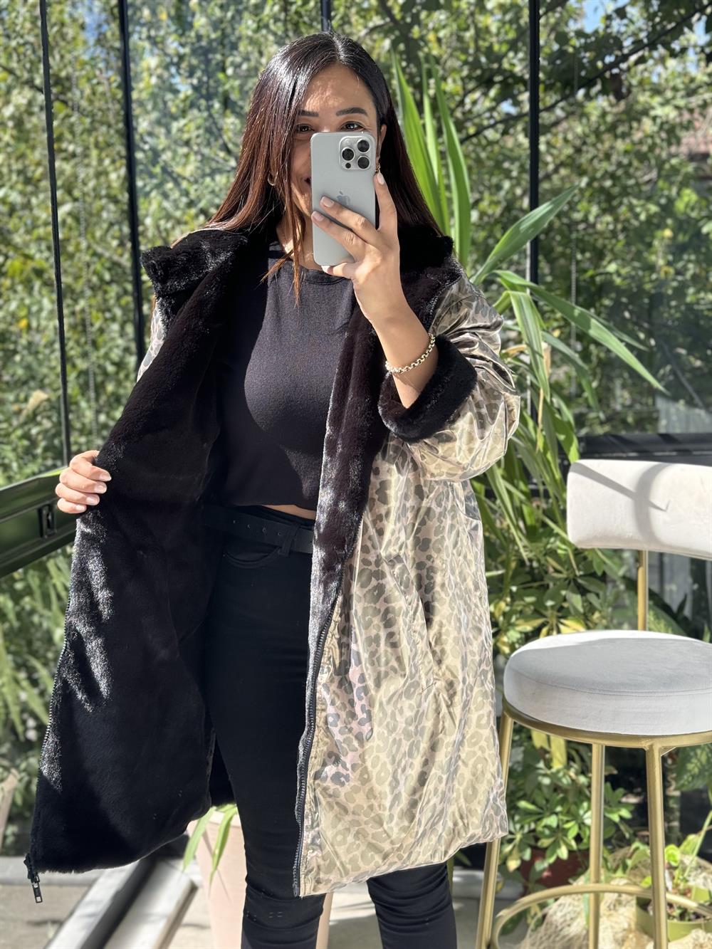 İthal Çift Taraflı Leoparlı Kaban 