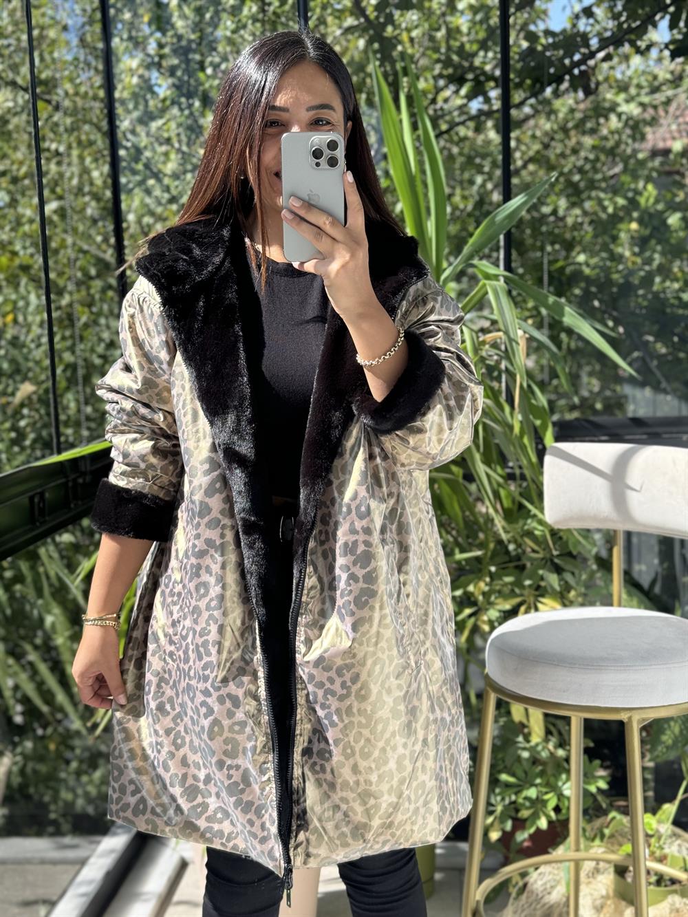 İthal Çift Taraflı Leoparlı Kaban 