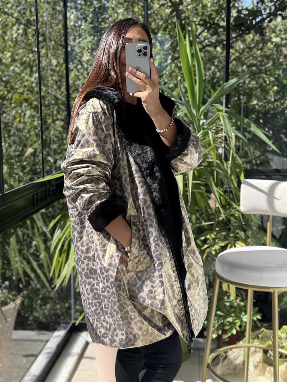 İthal Çift Taraflı Leoparlı Kaban 