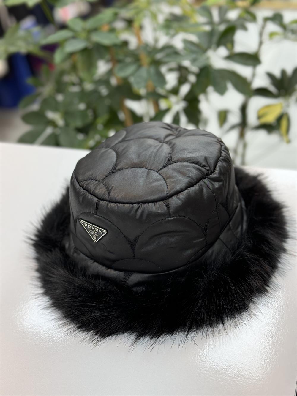 İthal Kapitone Prada Şapka Siyah