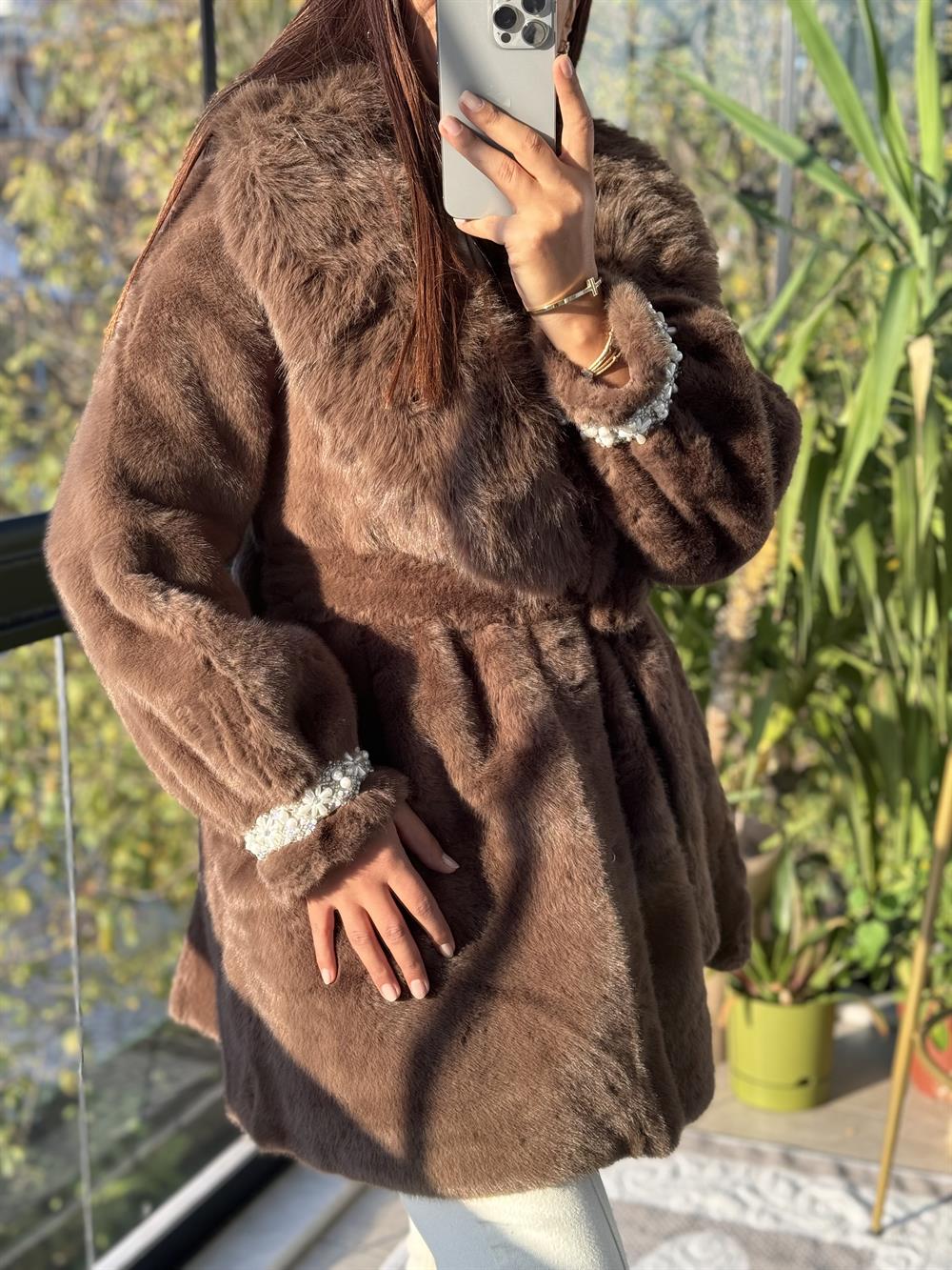 İthal Kolu İncili Kürk Kahve