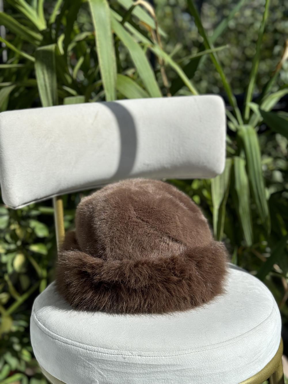 İthal Kürklü Şapka Kahve