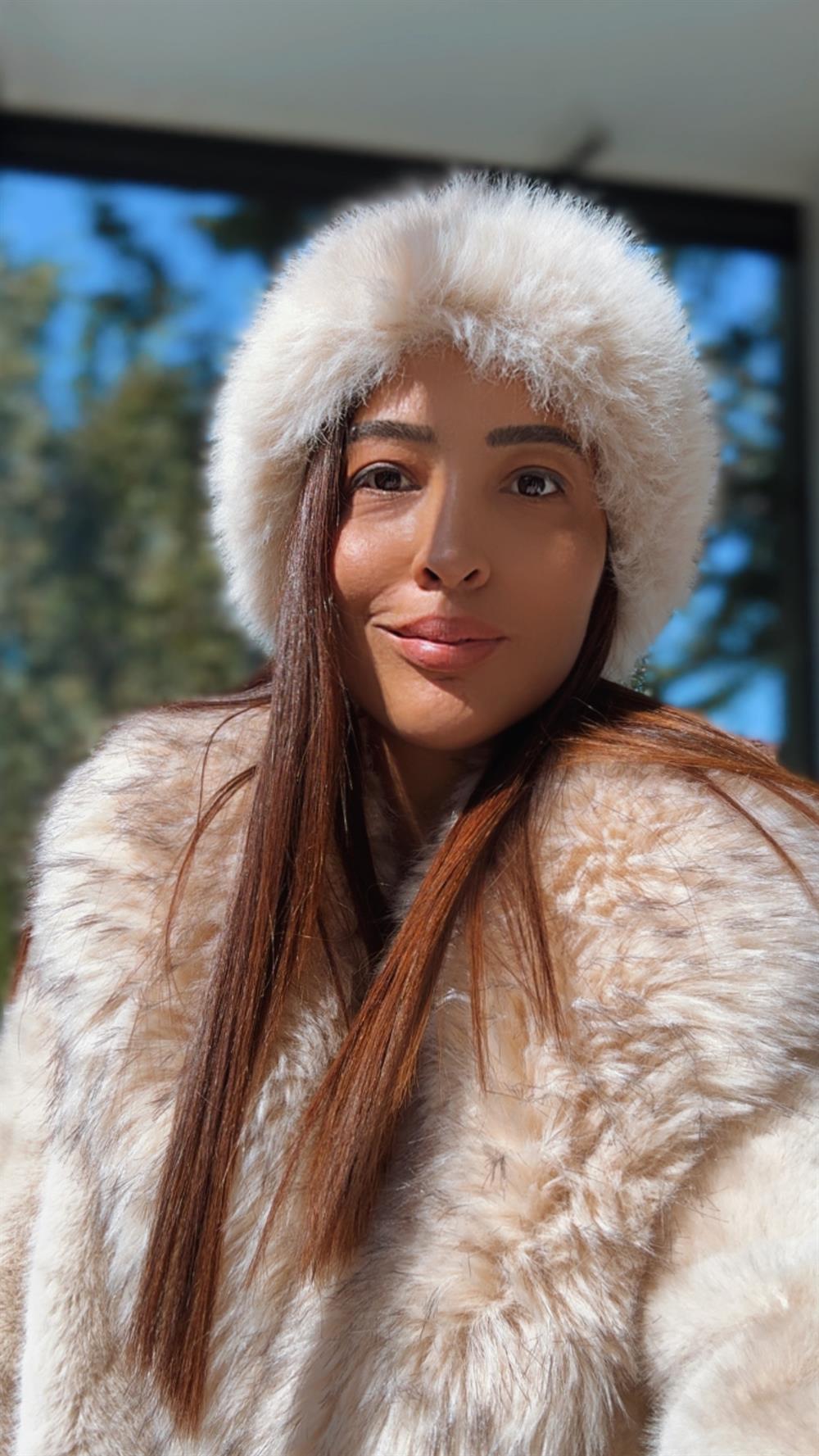 İthal Kürklü Şapka Krem