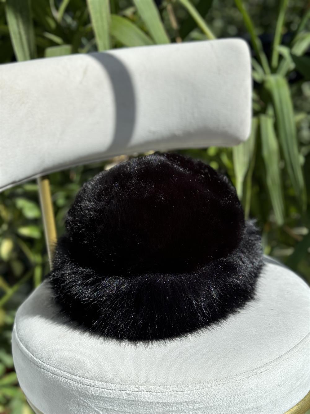 İthal Kürklü Şapka Siyah