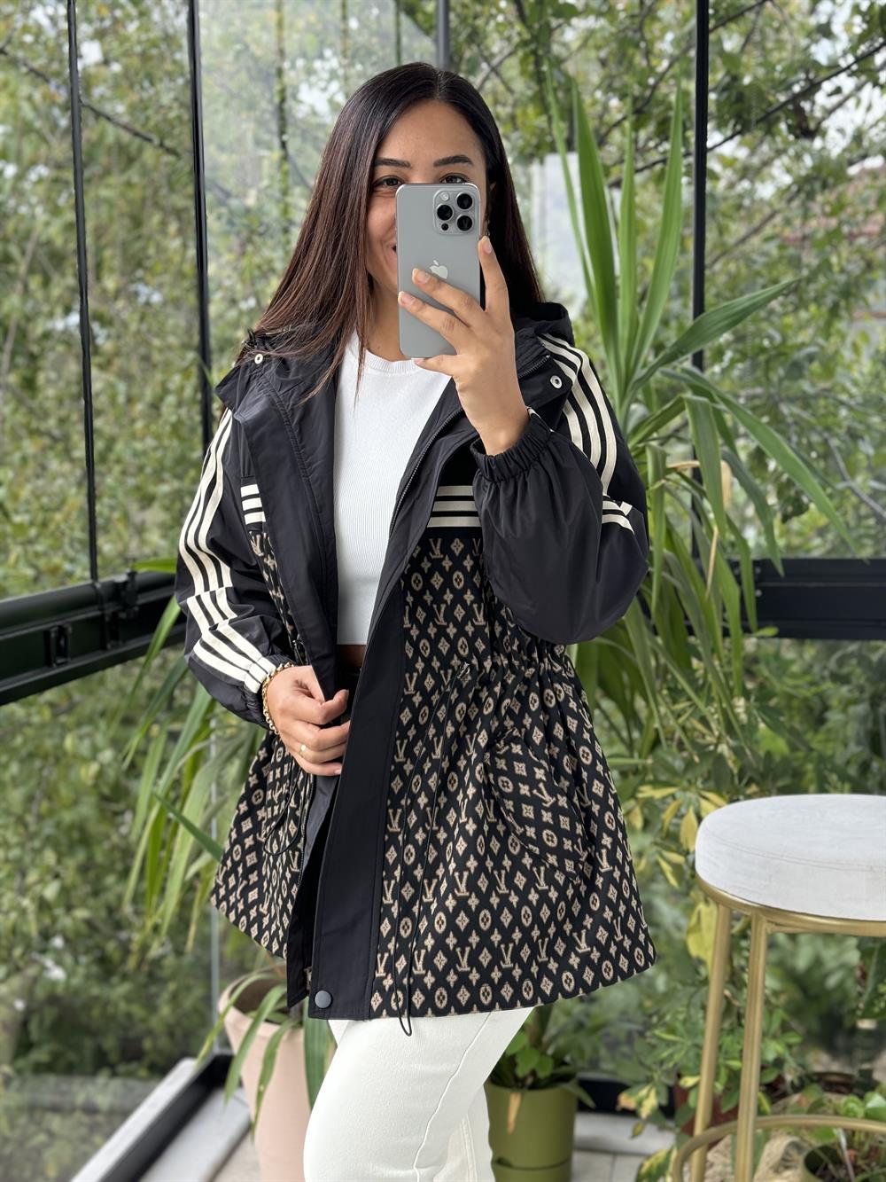 İthal LV Şeritli Yağmurluk Siyah