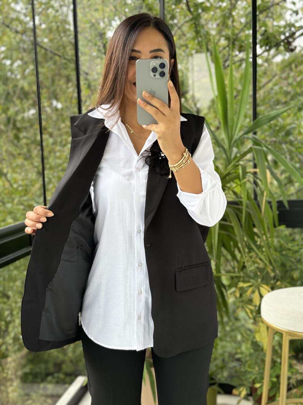 İthal Tasarım Yelek Fiyonklu