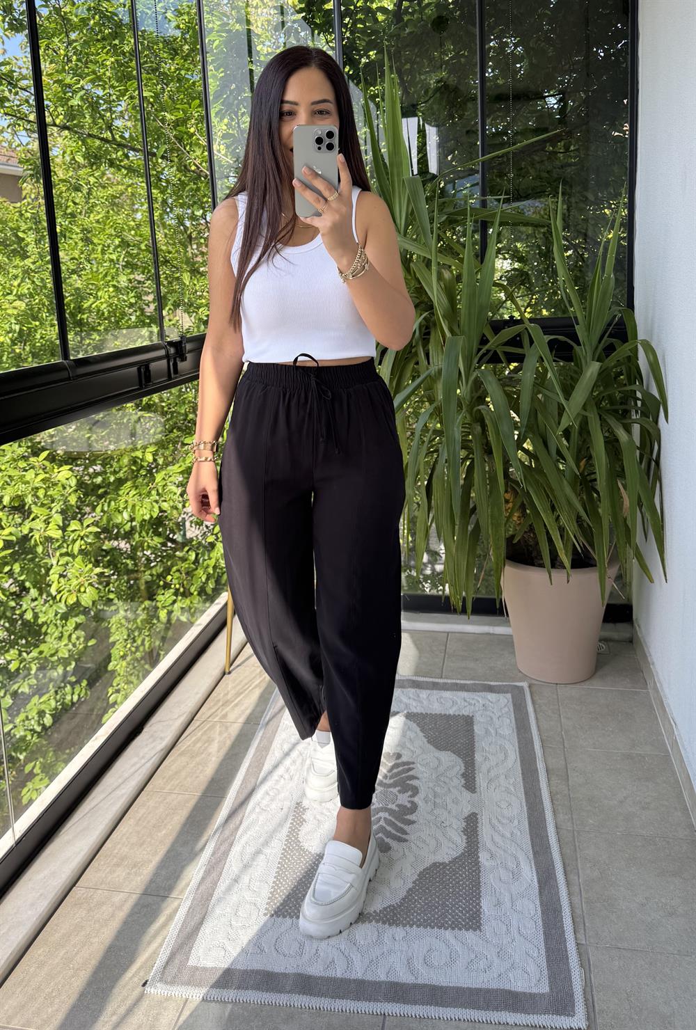 İthal Tensel Kumaş Pantolon Siyah