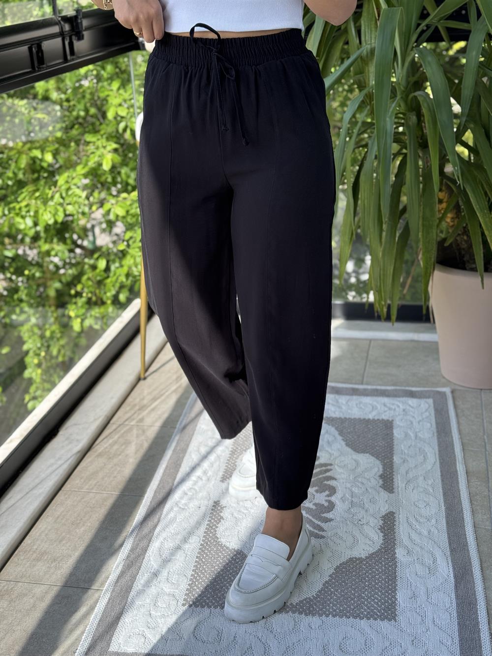 İthal Tensel Kumaş Pantolon Siyah