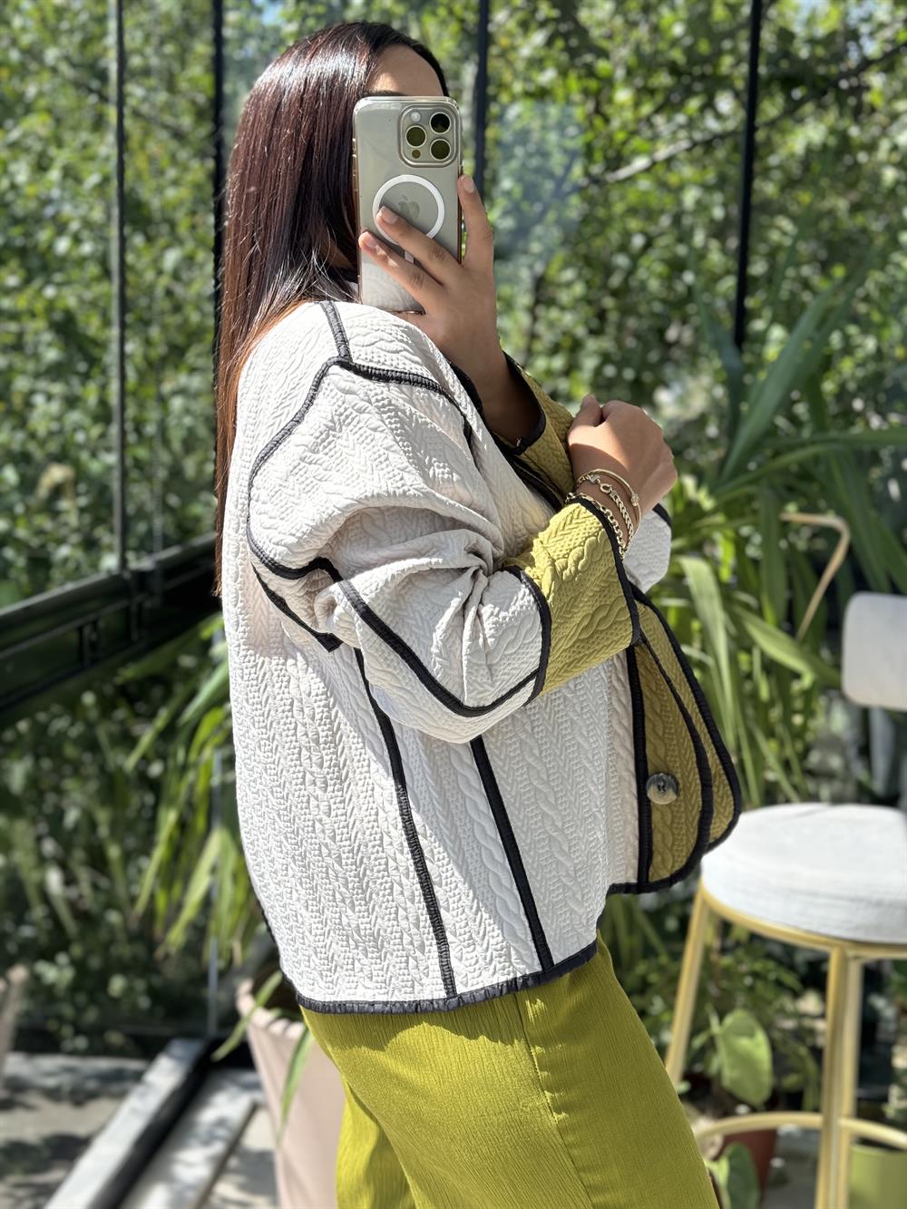 Jakar Kapitone Ceket Bej