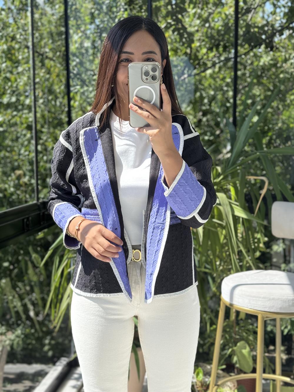 Jakar Kapitone Ceket Siyah