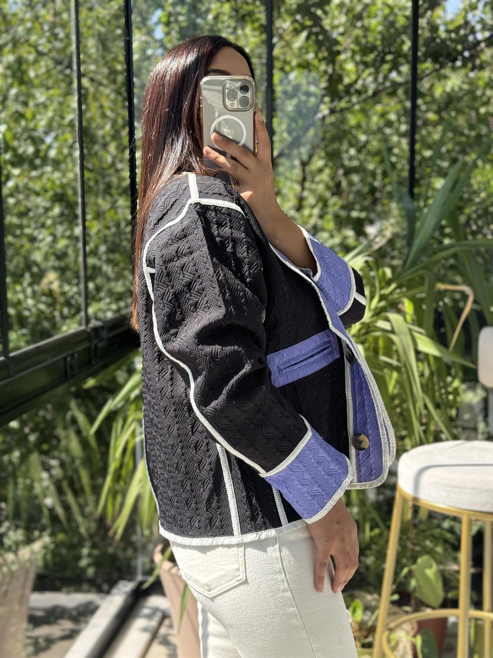 Jakar Kapitone Ceket Siyah