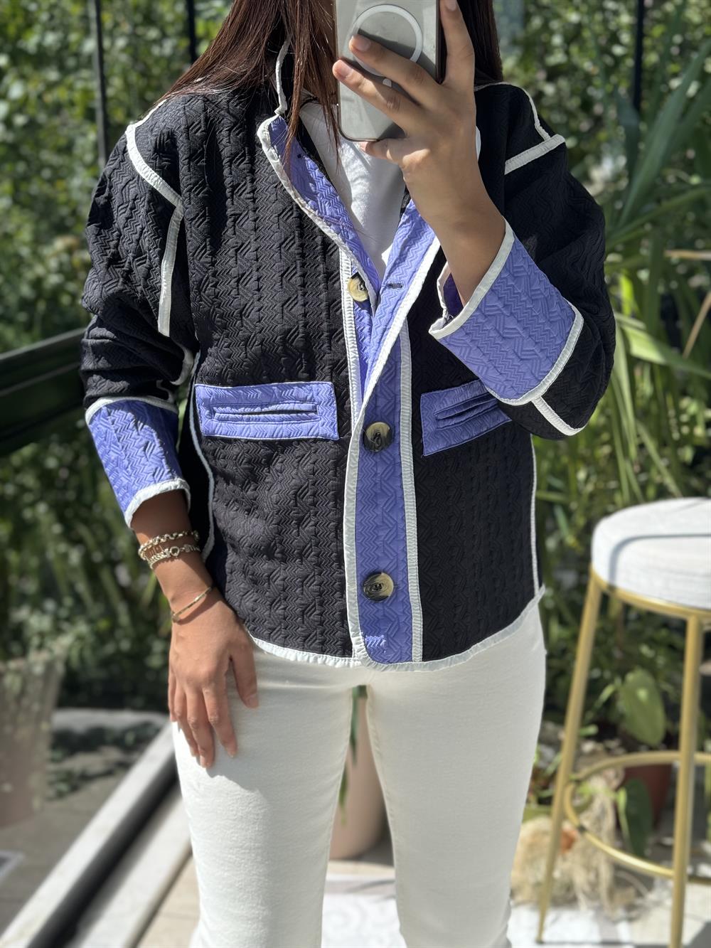 Jakar Kapitone Ceket Siyah