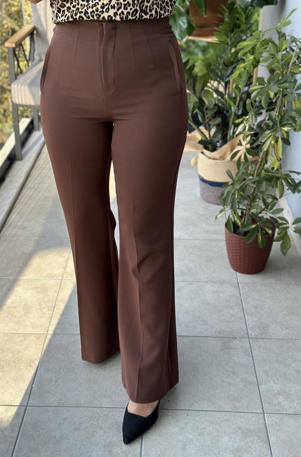 Kahve ZRA Model İspanyol Kumaş Pantolon
