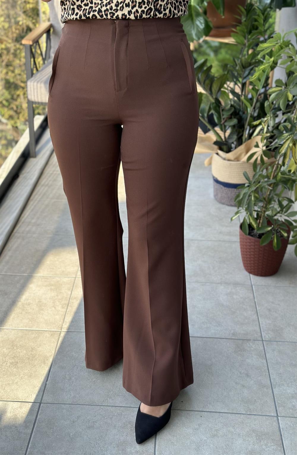 Kahve ZRA Model İspanyol Kumaş Pantolon