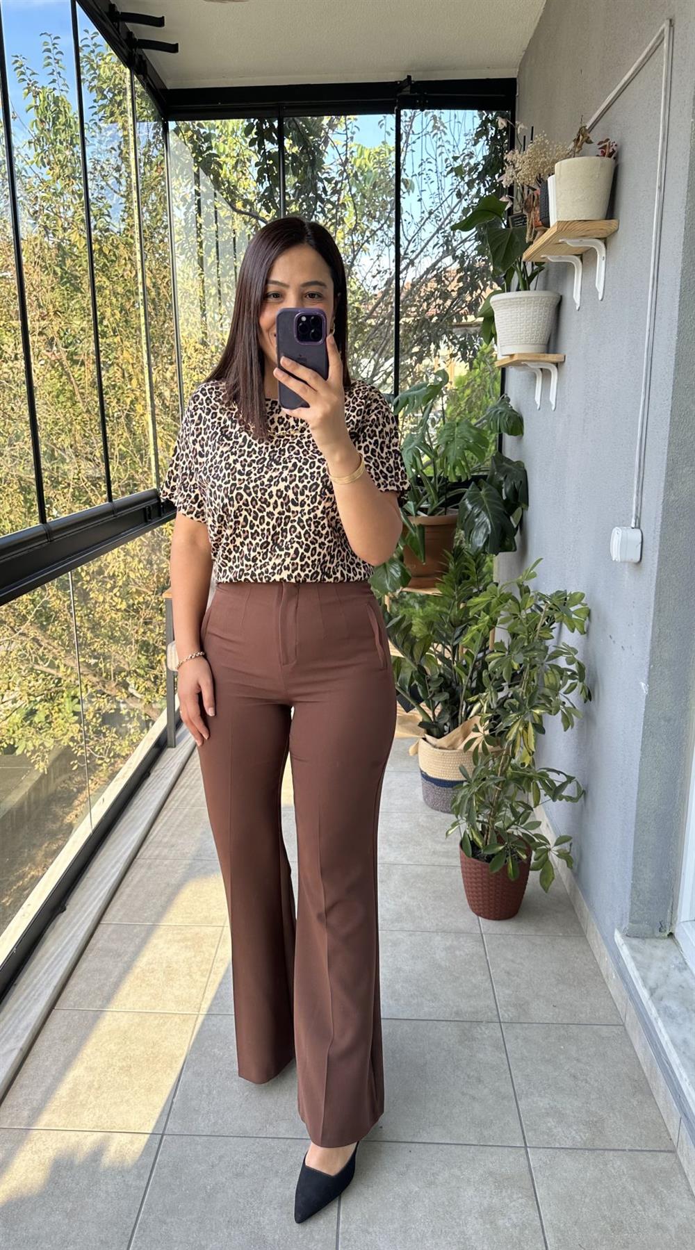 Kahve ZRA Model İspanyol Kumaş Pantolon