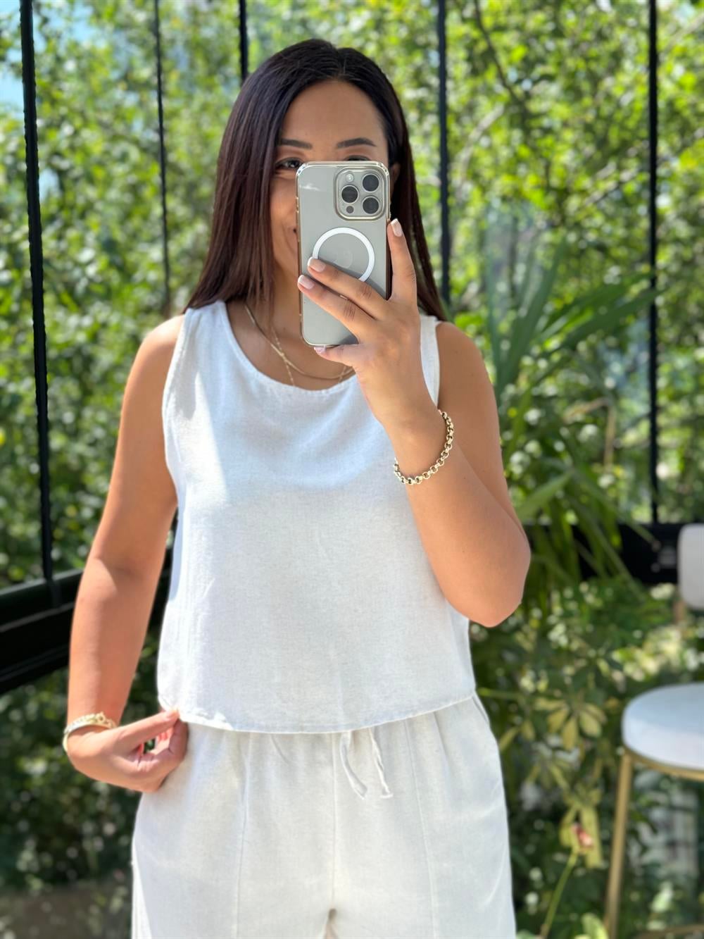 Kalın Askılı Bluz Taş