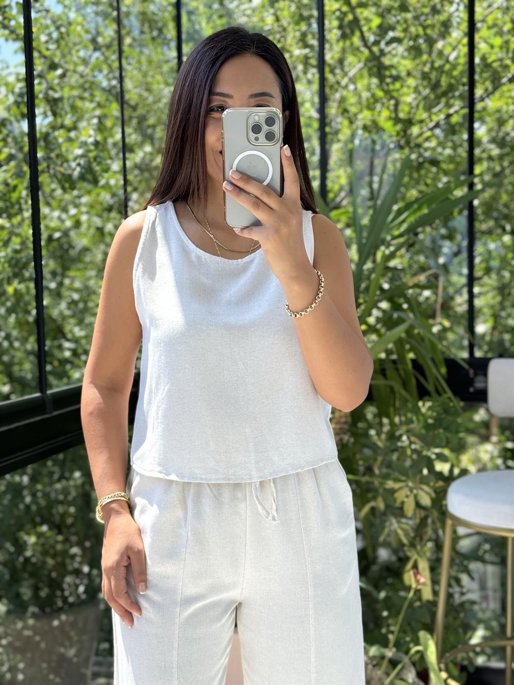 Kalın Askılı Bluz Taş