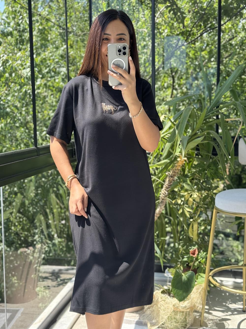 Kaplanlı Elbise Siyah