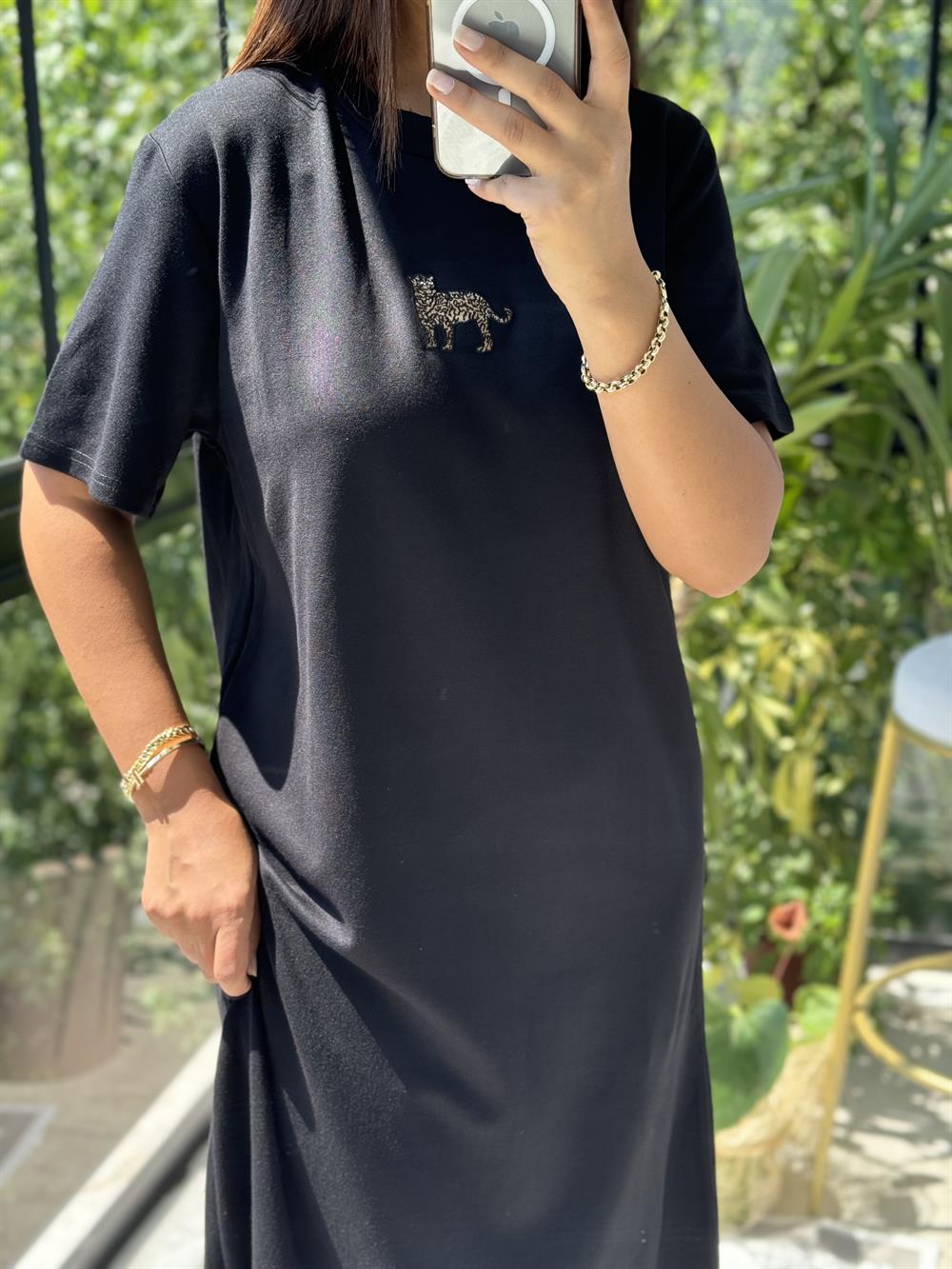 Kaplanlı Elbise Siyah