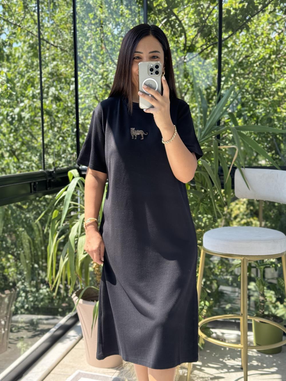 Kaplanlı Elbise Siyah