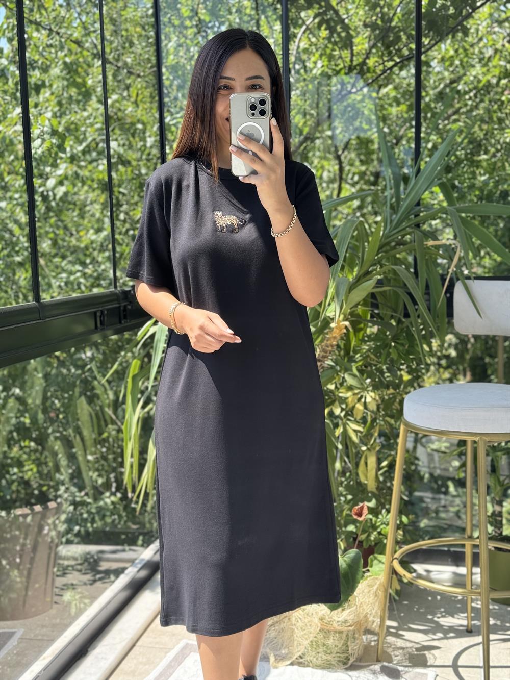 Kaplanlı Elbise Siyah