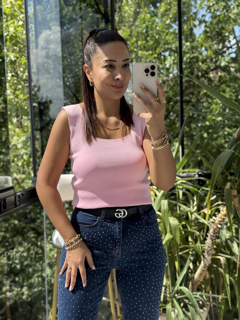 Kare Yaka Atlet Pembe