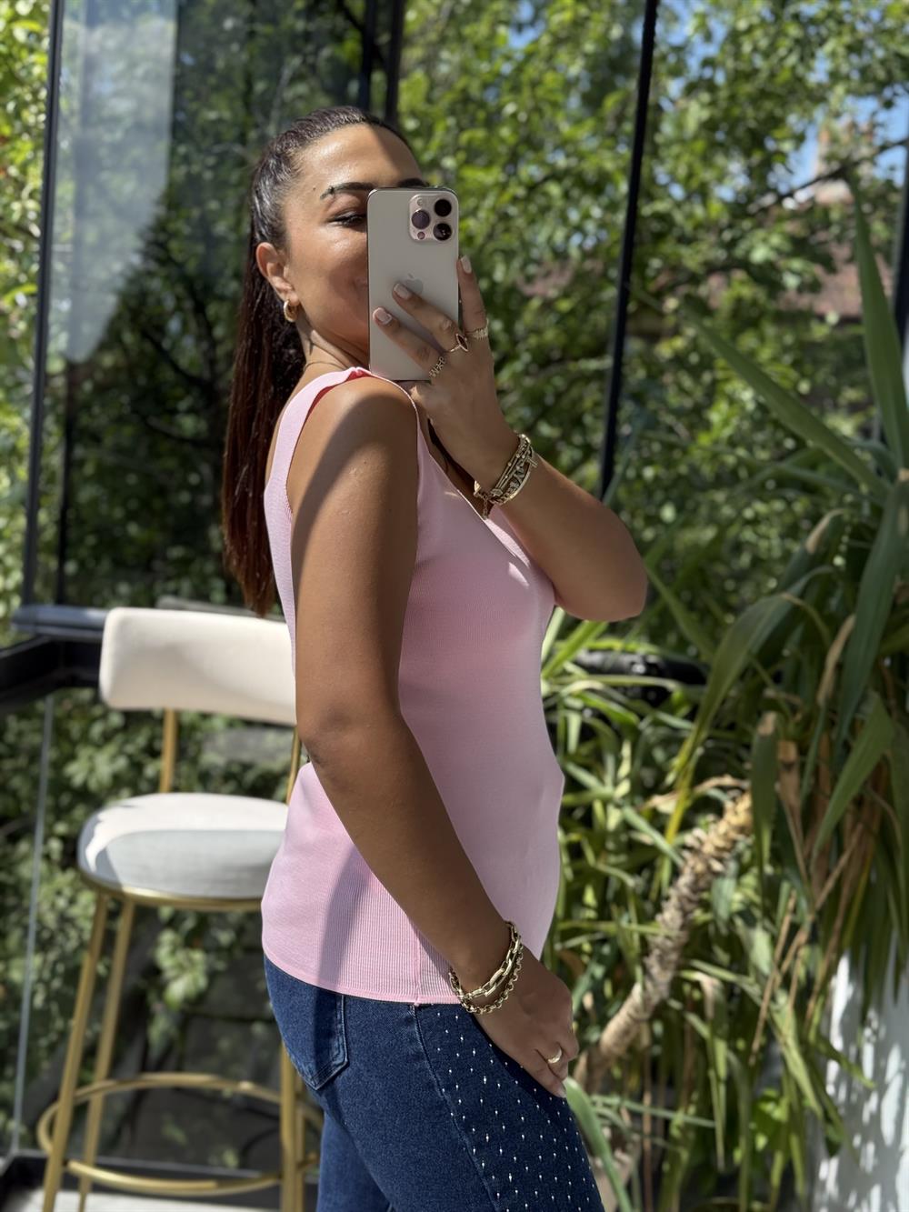 Kare Yaka Atlet Pembe