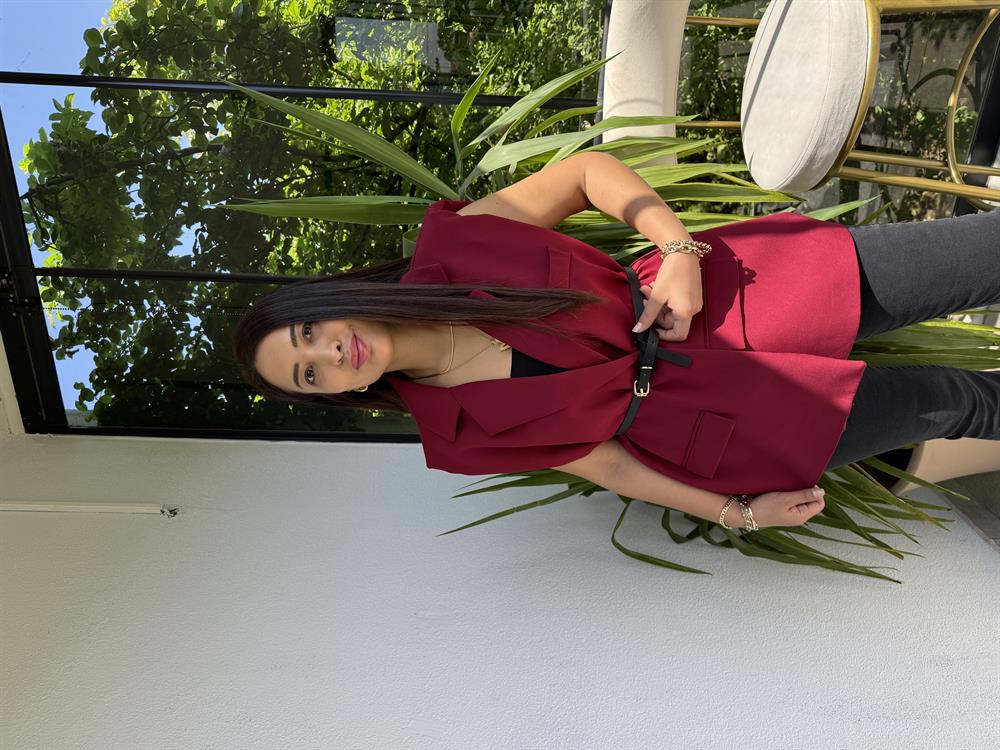 Kemerli Zra Model Yelek Bordo