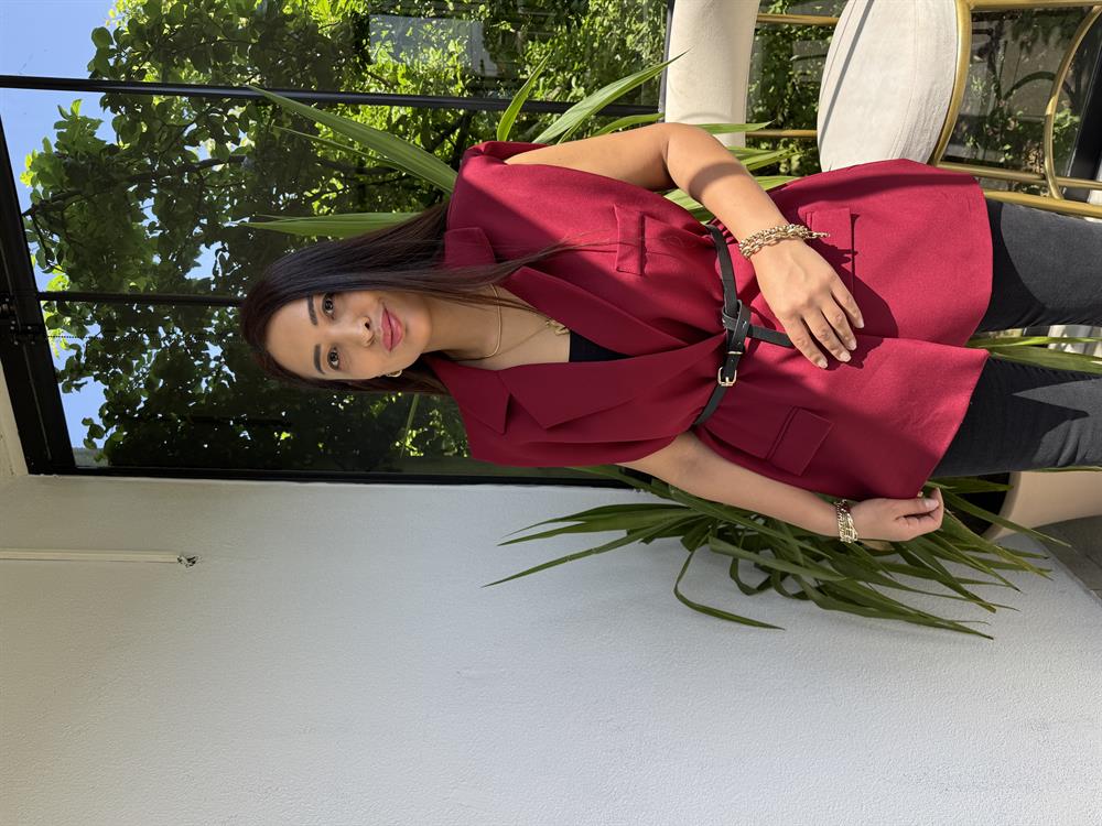 Kemerli Zra Model Yelek Bordo