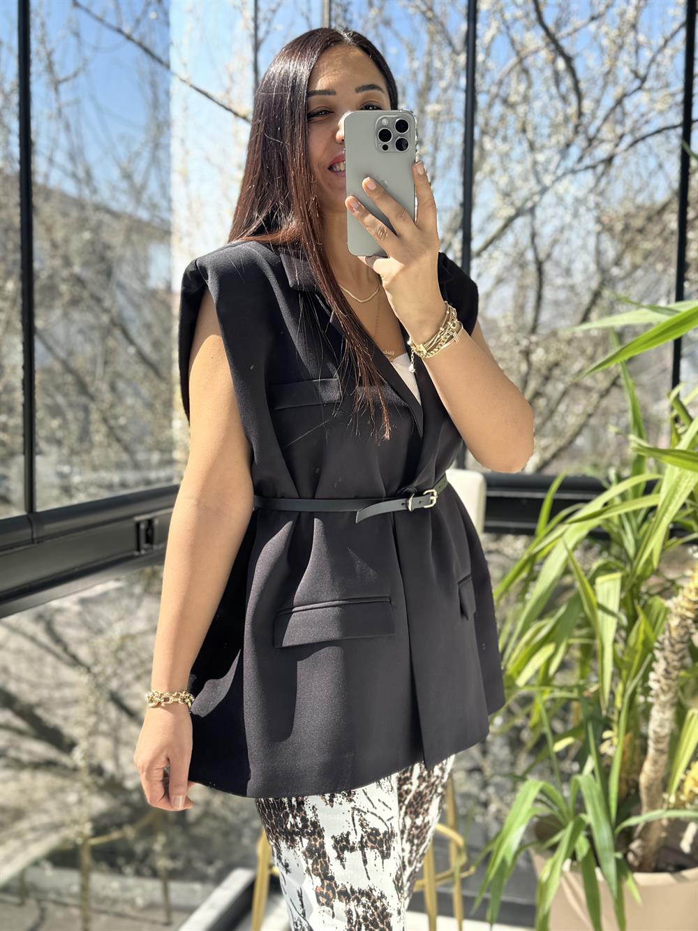 Kemerli Zra Model Yelek Siyah