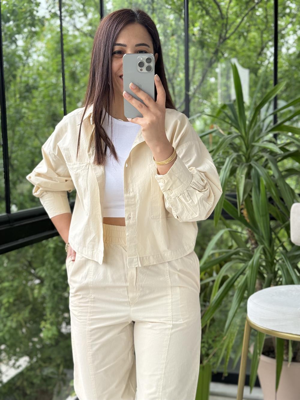 Kısa Gömlek Pantolon Takım Taş