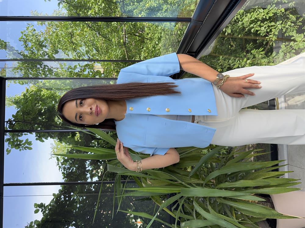 Kısa Kol Blazer Ceket Bebe Mavi