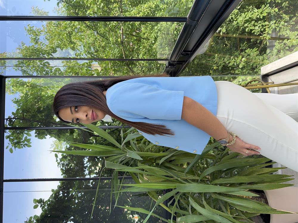 Kısa Kol Blazer Ceket Bebe Mavi