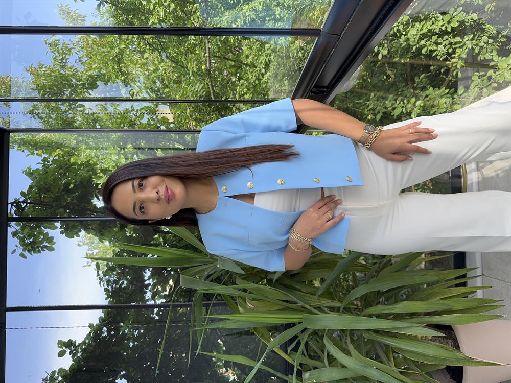 Kısa Kol Blazer Ceket Bebe Mavi