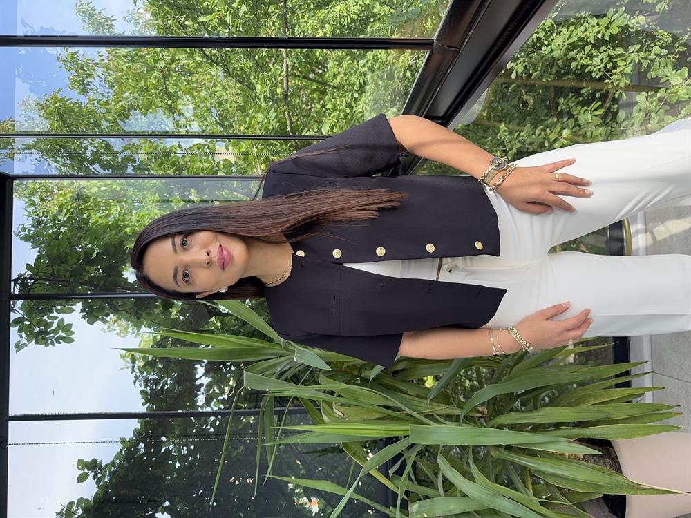 Kısa Kol Blazer Ceket Siyah