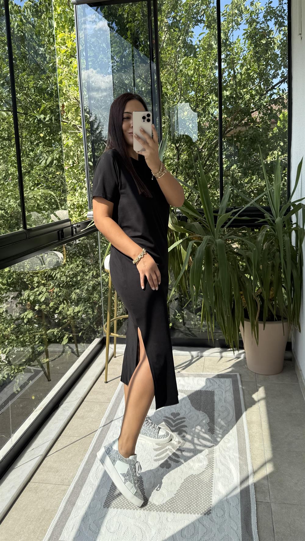 Kısa Kol Oysh Elbise Siyah