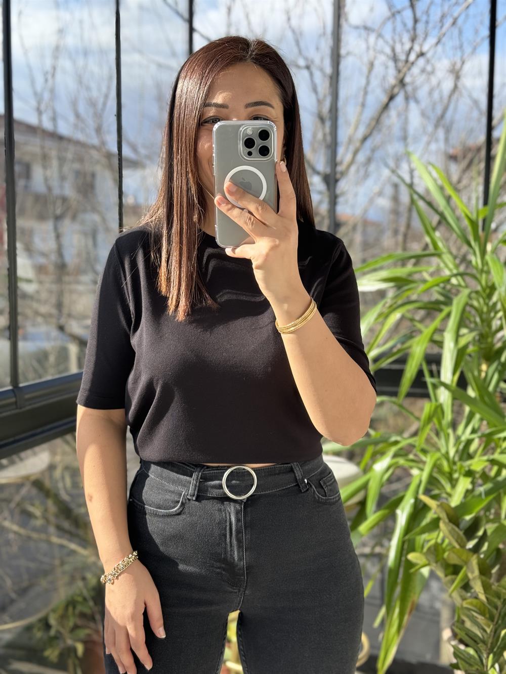 Kısa Kol Triko Siyah