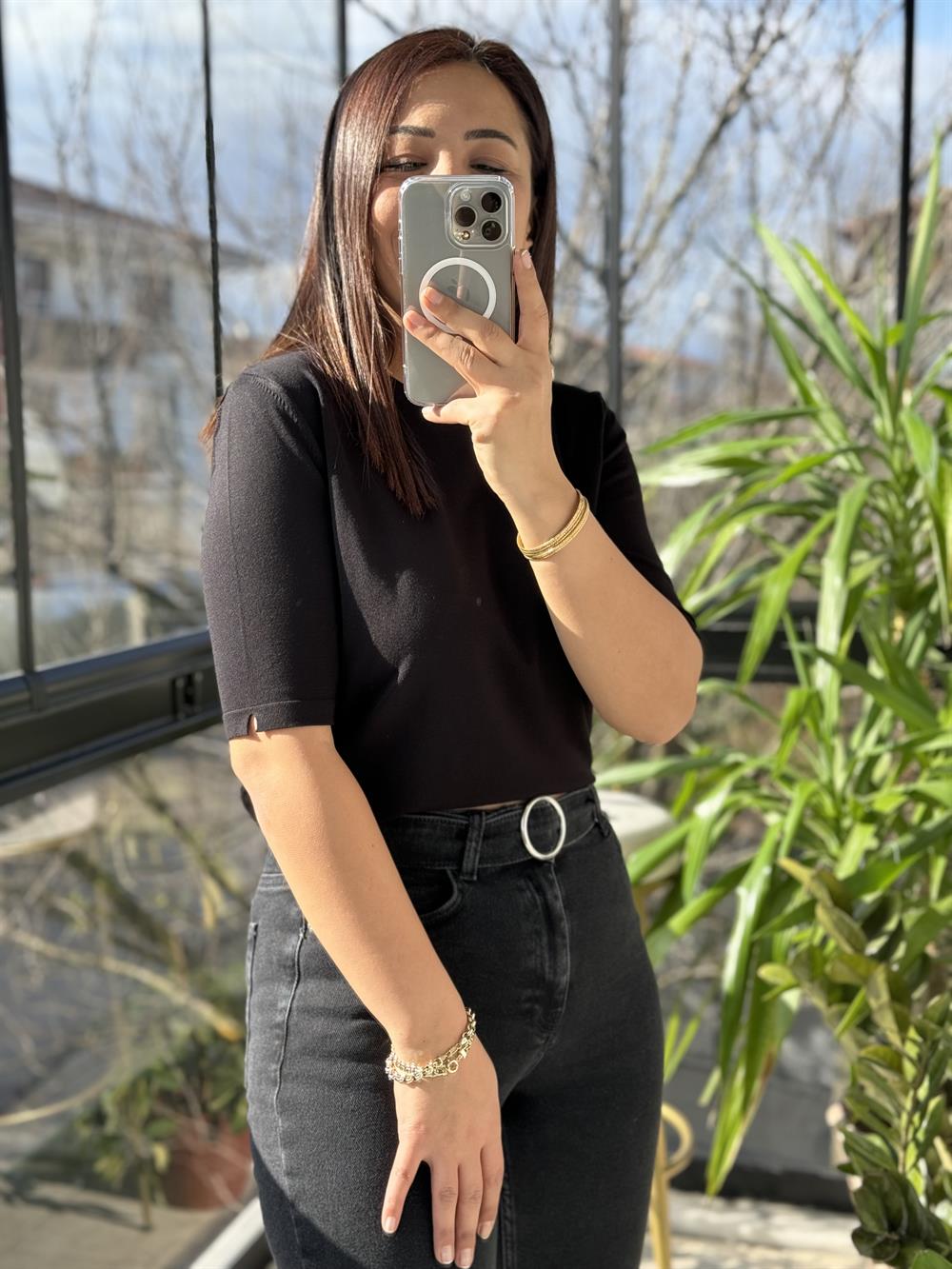 Kısa Kol Triko Siyah