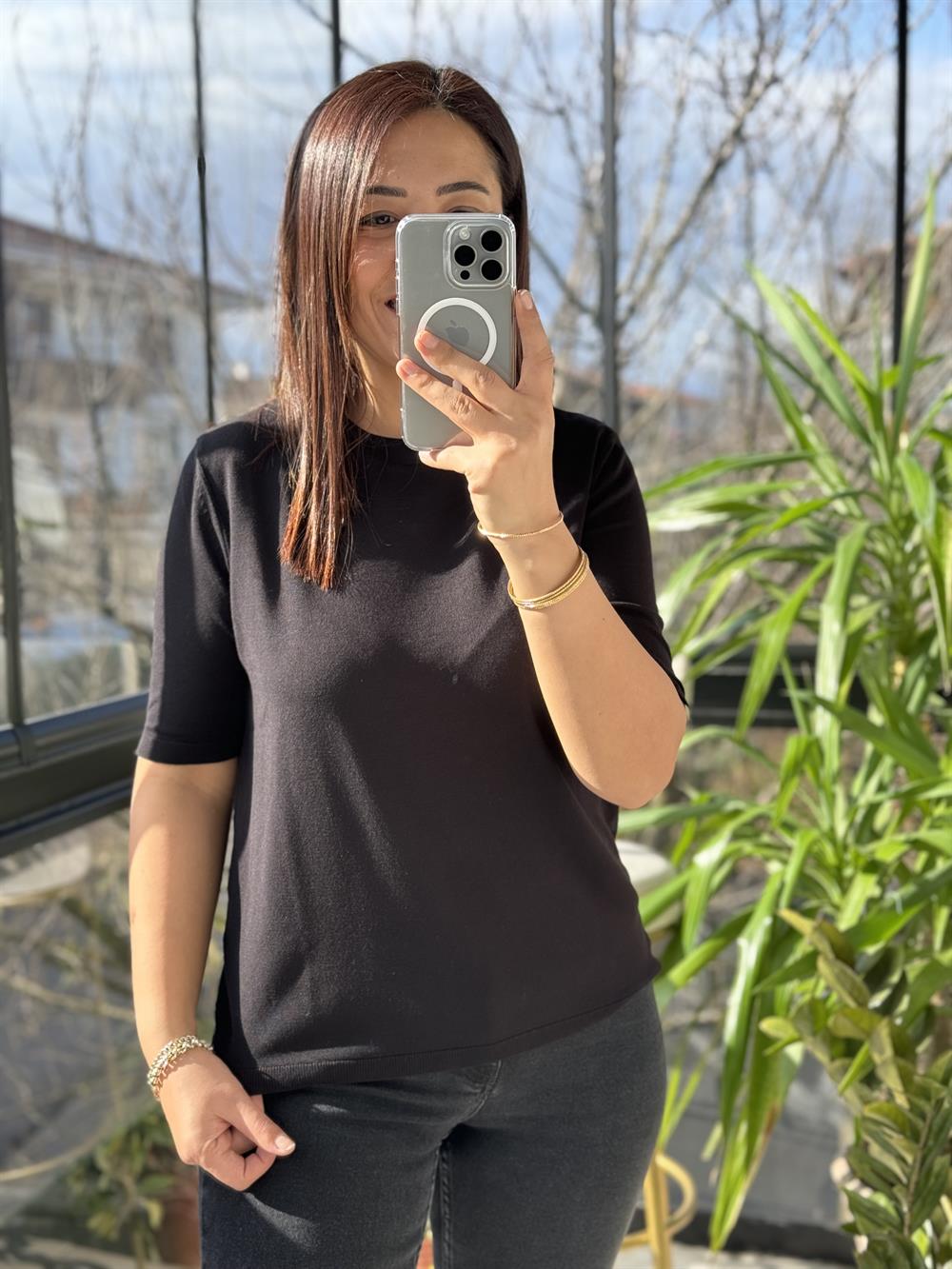 Kısa Kol Triko Siyah