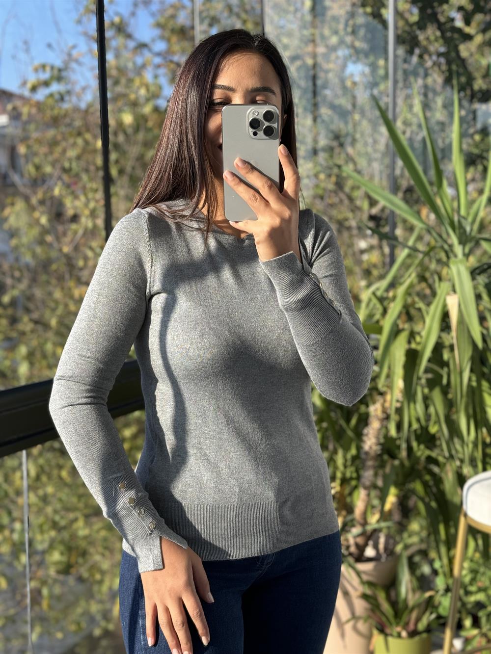 Kol Ortası Droplu Kazak Füme