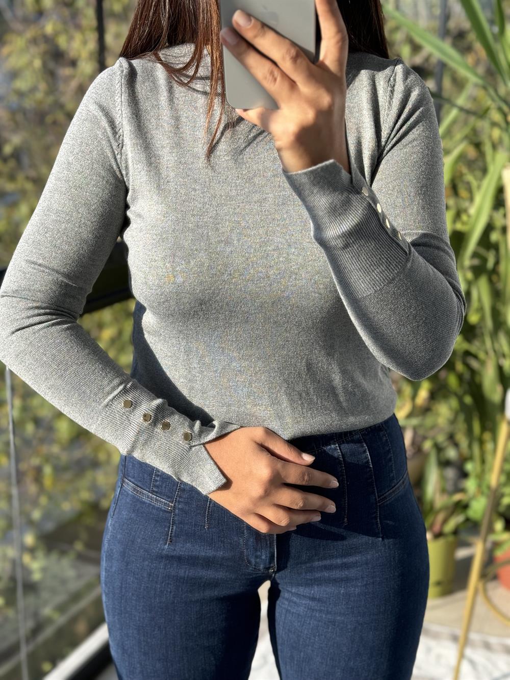 Kol Ortası Droplu Kazak Füme